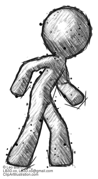 Sketch Design Mascot Man Suspense Action Pose Facing Right #496