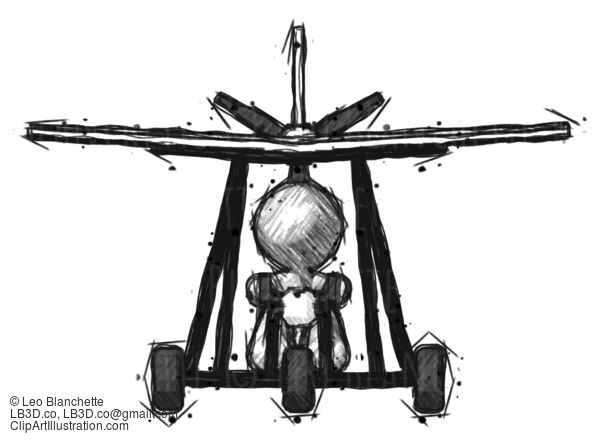 Sketch Design Mascot Man In Ultralight Aircraft Front View #501