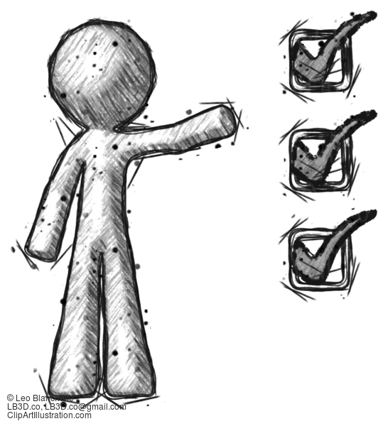 Sketch Design Mascot Man Standing By List Of Checkmarks #506