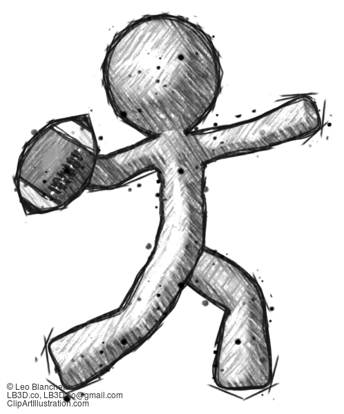 Sketch Design Mascot Man Throwing Football #510