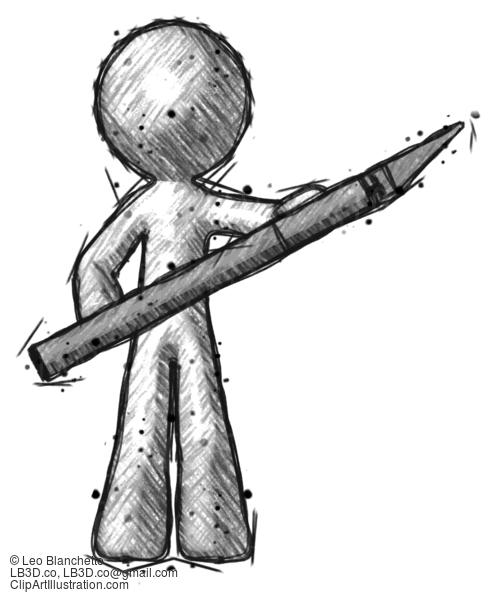 Sketch Design Mascot Man Holding Large Scalpel #533