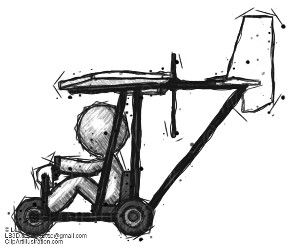 Sketch Design Mascot Man In Ultralight Aircraft Side View #580