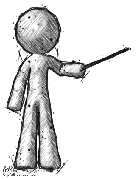 Sketch Design Mascot Man Teacher Or Conductor With Stick Or Baton Directing #591