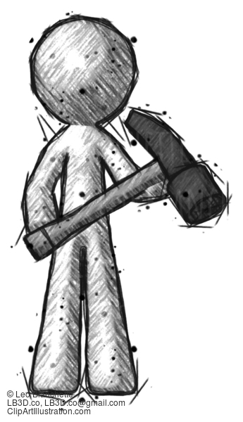 Sketch Design Mascot Man Holding Hammer Ready To Work #604