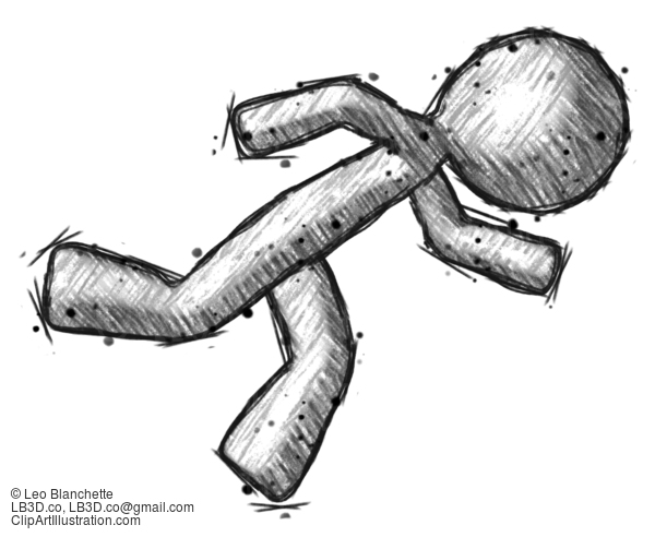 Sketch Design Mascot Man Running While Falling Down #605