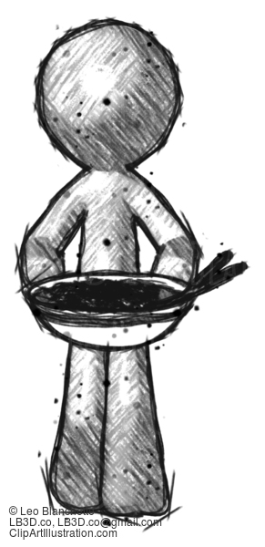 Sketch Design Mascot Man Serving Or Presenting Noodles #614