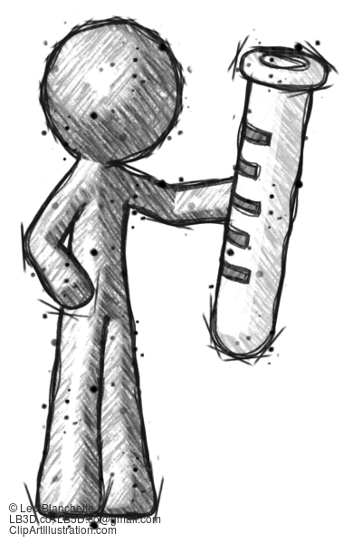 Sketch Design Mascot Man Holding Large Test Tube #636