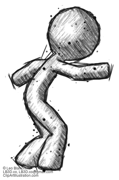 Sketch Design Mascot Man Sneaking While Reaching For Something #666