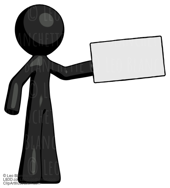 Black Design Mascot Man Holding Large Envelope #10431