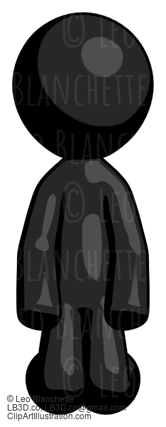 Black Design Mascot Man Kneeling Front Pose #10433