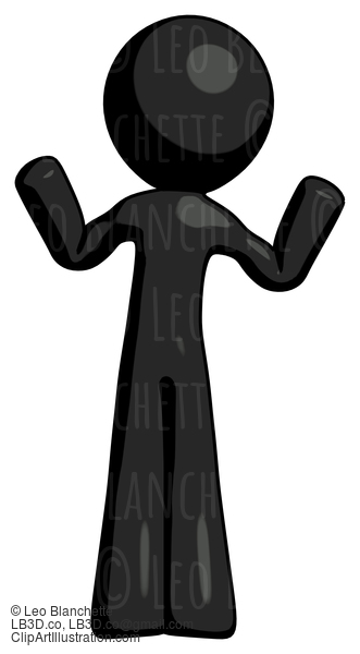 Black Design Mascot Man Shrugging Confused #10440