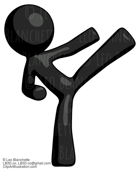 Black Design Mascot Man Ninja Kick Right #10446