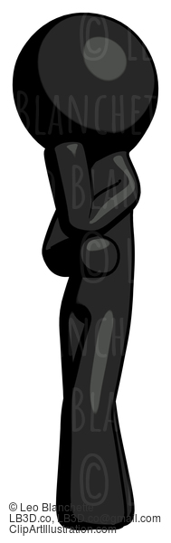 Black Design Mascot Man Thinking, Wondering, Or Pondering #10448