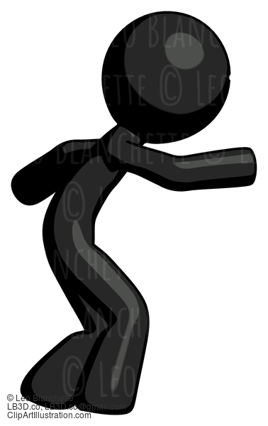 Black Design Mascot Man Sneaking While Reaching For Something #10453