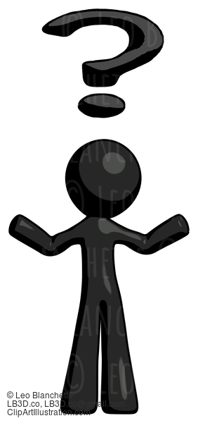 Black Design Mascot Man With Question Mark Above Head, Confused #10457