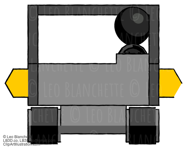 Black Design Mascot Man Driving Amphibious Tracked Vehicle Front View #10463