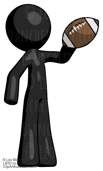 Black Design Mascot Man Holding Football Up #10474