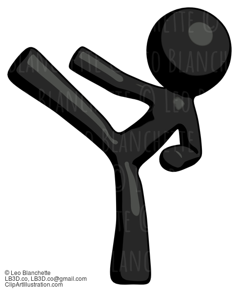 Black Design Mascot Man Ninja Kick Left #10478