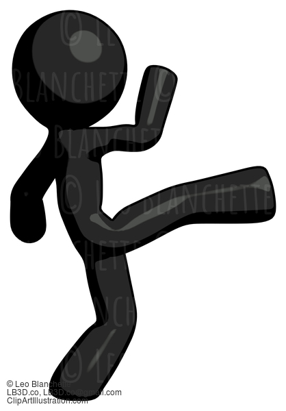 Black Design Mascot Man Kick Pose #10487