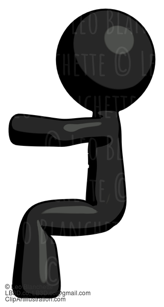 Black Design Mascot Man Sitting Or Driving Position #10492