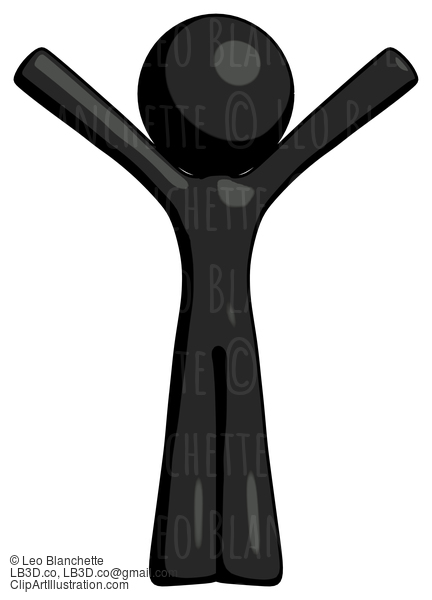 Black Design Mascot Man With Arms Out Joyfully #10511