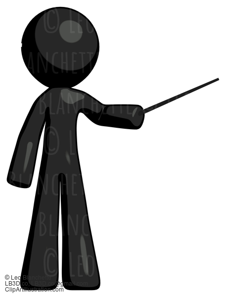 Black Design Mascot Man Teacher Or Conductor With Stick Or Baton Directing #10515