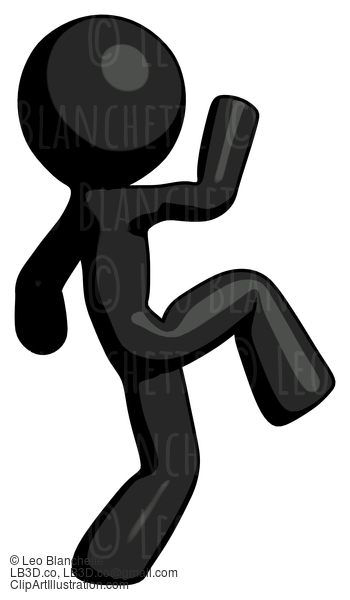 Black Design Mascot Man Kick Pose Start #10516