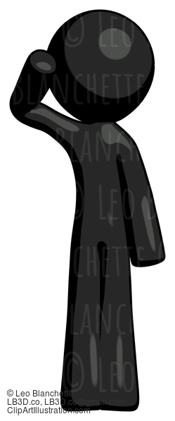 Black Design Mascot Man Soldier Salute Pose #10520