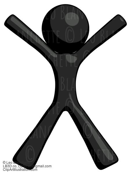 Black Design Mascot Man Jumping Or Flailing #10526