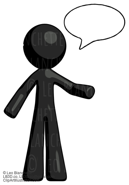 Black Design Mascot Man With Word Bubble Talking Chat Icon #10528