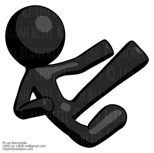 Black Design Mascot Man Flying Ninja Kick Right #10535