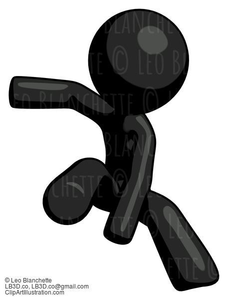 Black Design Mascot Man Action Hero Jump Pose #10543