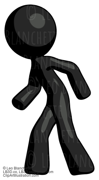Black Design Mascot Man Suspense Action Pose Facing Left #10552