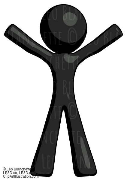 Black Design Mascot Man Surprise Pose, Arms And Legs Out #10554