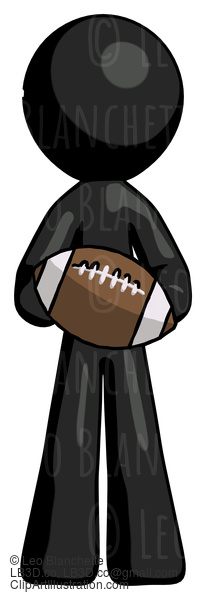 Black Design Mascot Man Giving Football To You #10555