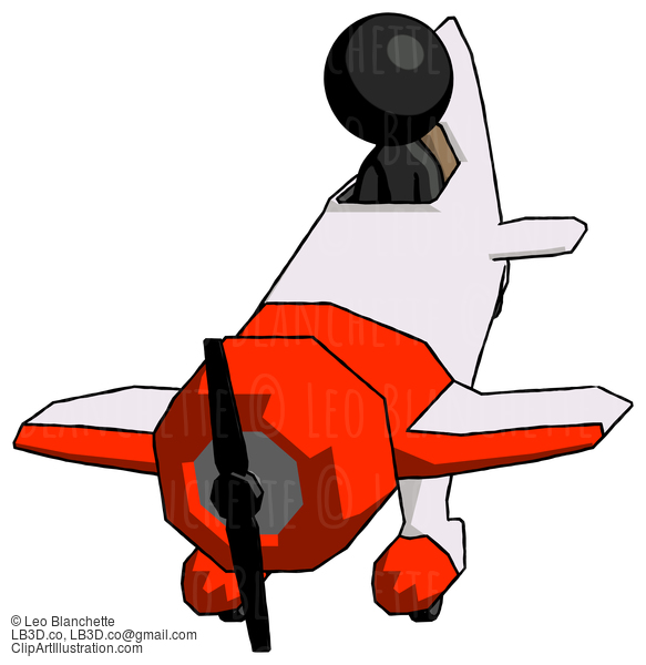 Black Design Mascot Man In Geebee Stunt Plane Descending Front Angle View #10561