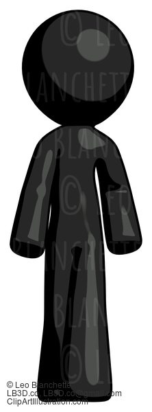 Black Design Mascot Man Walking Front View #10567