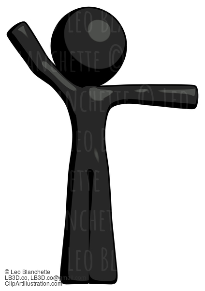 Black Design Mascot Man Directing Traffic Right #10568