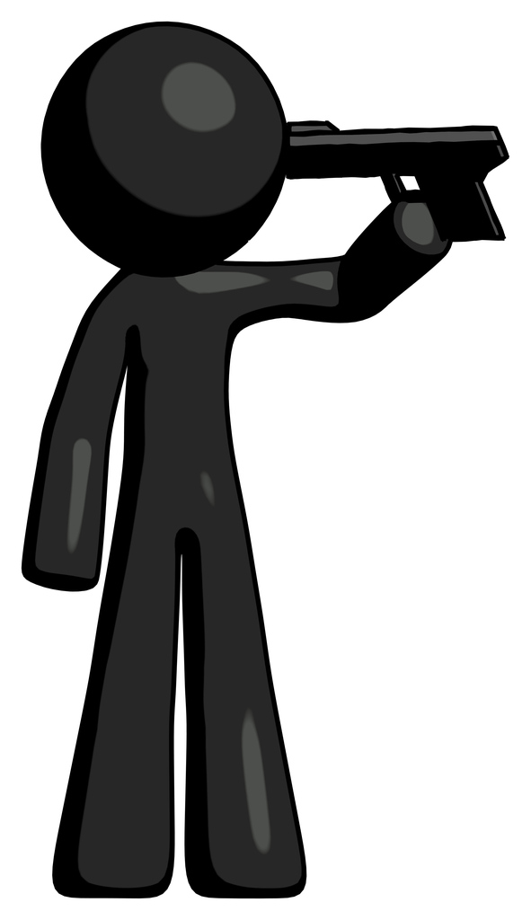 Black Design Mascot Man suicide gun pose