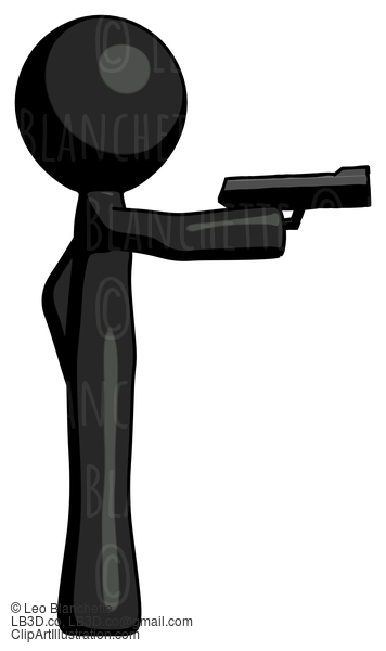 Black Design Mascot Man Firing A Handgun #10590