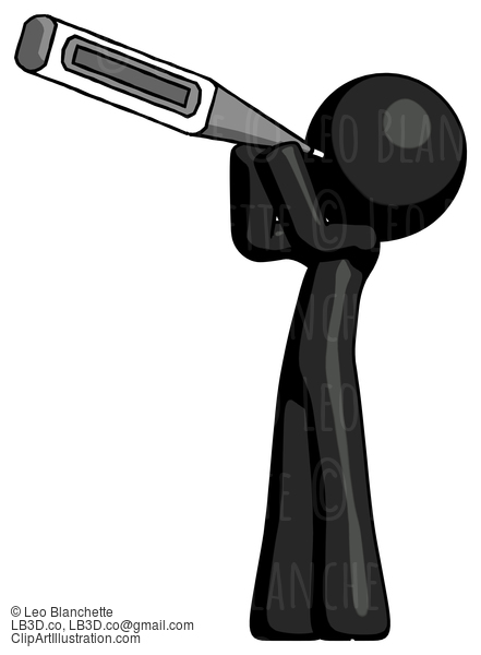 Black Design Mascot Man Thermometer In Mouth #10598