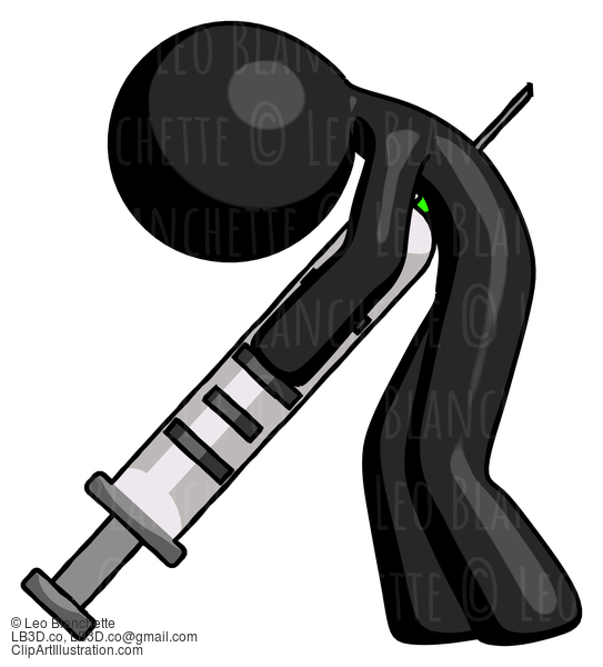 Black Design Mascot Man Lethal Injection, Impaled On Syringe #10613