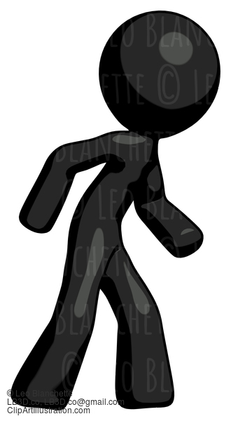 Black Design Mascot Man Suspense Action Pose Facing Right #10632