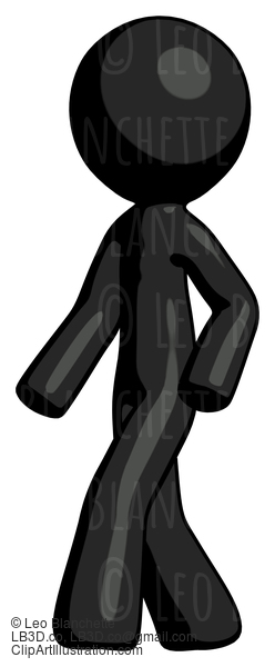 Black Design Mascot Man Man Walking Turned Left Front View #10659