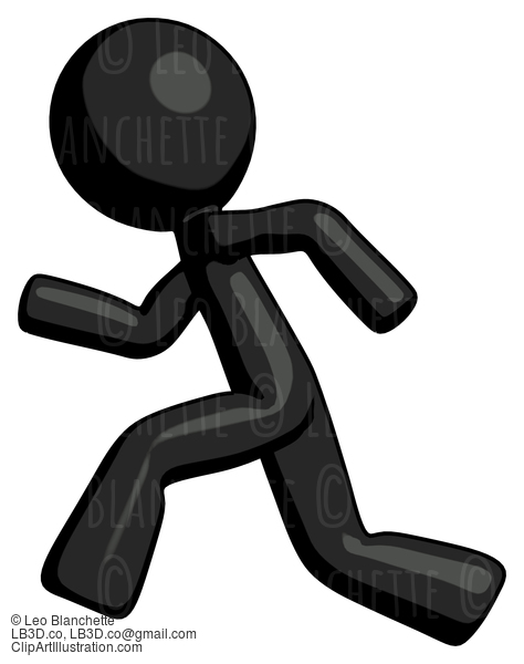 Black Design Mascot Man Running Fast Left #10665