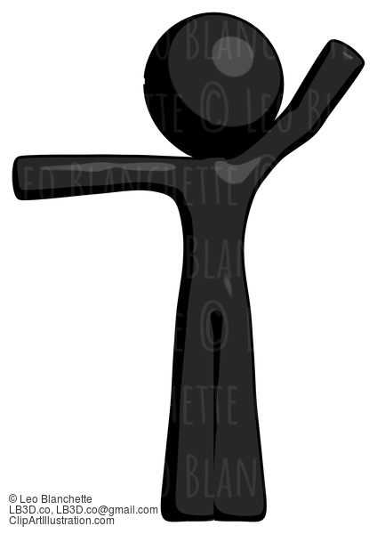 Black Design Mascot Man Directing Traffic Left #10666