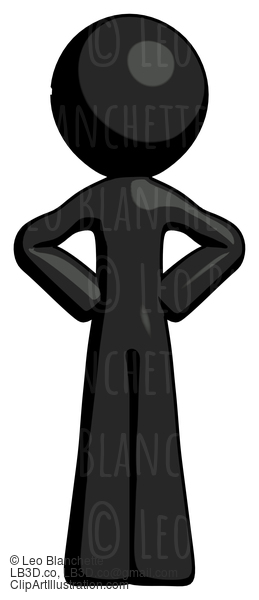 Black Design Mascot Man Hands On Hips #10677