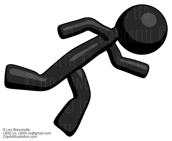Black Design Mascot Man Running While Falling Down #10686