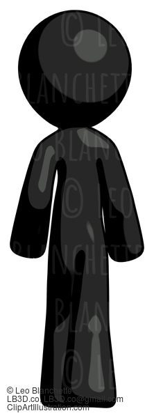 Black Design Mascot Man Walking Away, Back View #10692