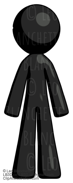 Black Design Mascot Man Standing Facing Forward #10693